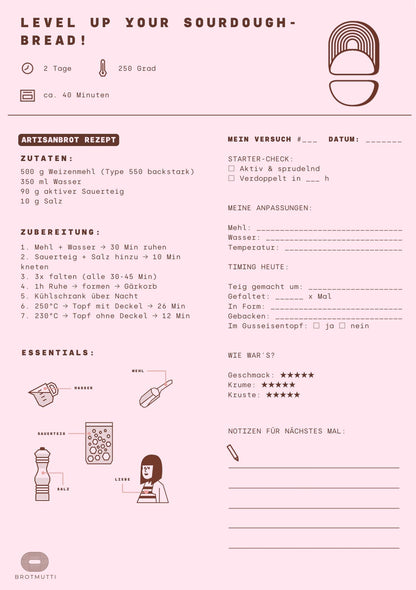 Sauerteigbrot Level-up Journal [kostenloser PDF-Download]