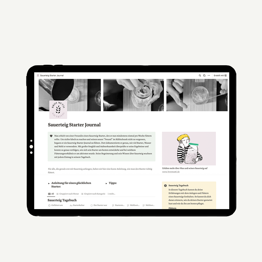 Notion.so Template - Dein digitales Sauerteig Starter Tagebuch